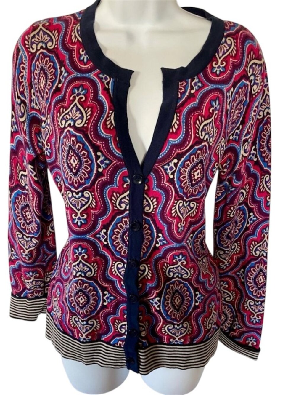 Jones New York Sport Multi-Color Cardigan Small P
